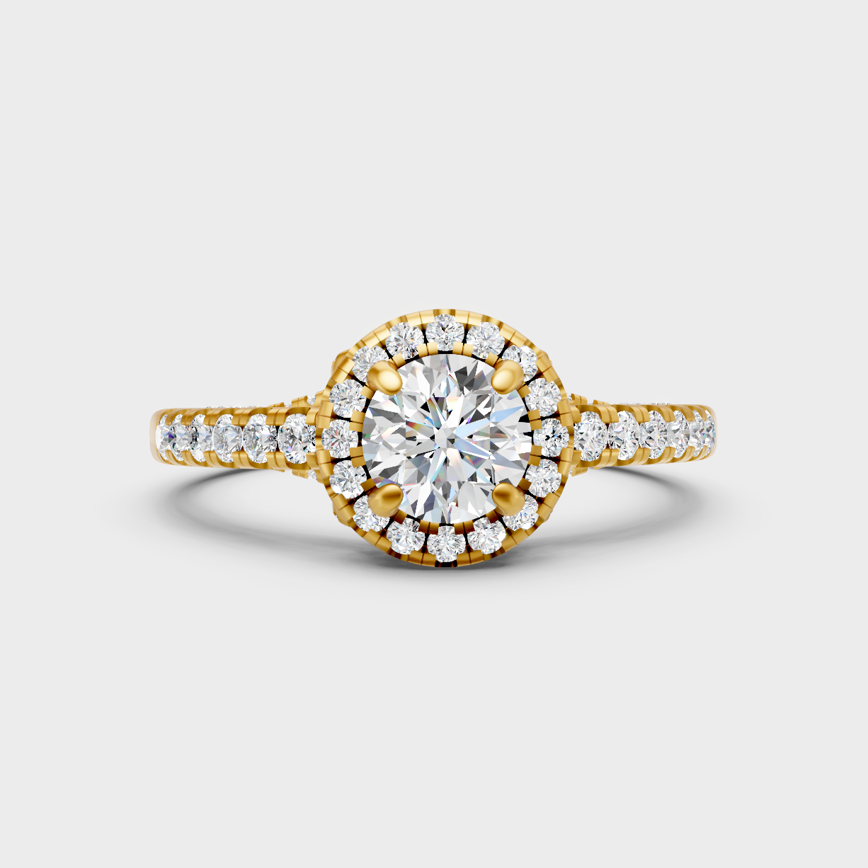 Igi Gli Certified Round-Cut Lab-Grown Diamond Halo Ring In 18K Yellow Gold